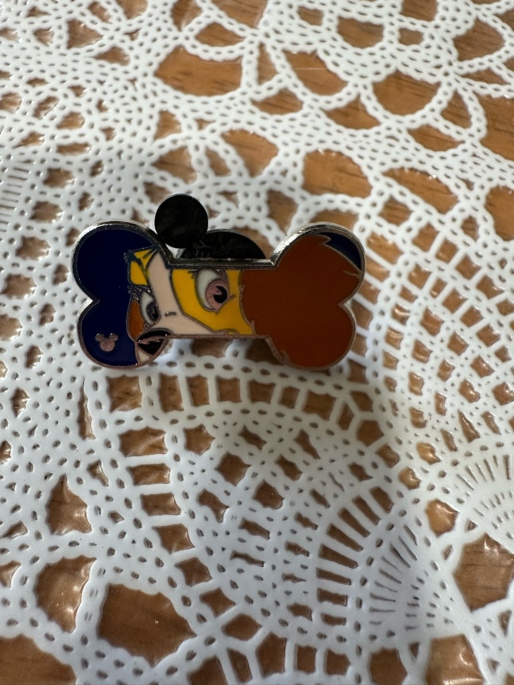 Enamel Lady Dog Bone Pin